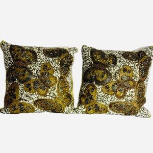 Artistic Accents Embroidered Butterfly Accent Pillow Set - Gold tone decor